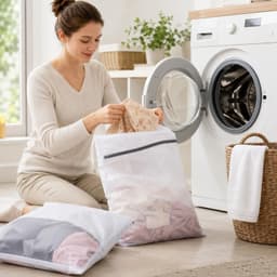 Wasnet voor wasmachine: Set van 5 stuks in 3 maten, stevig polyester voor bescherming van delicate kleding — thumbnail 5