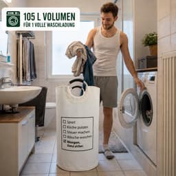 Wasmand 105L met grappige spreuk, opvouwbare wasmand wit — thumbnail 3