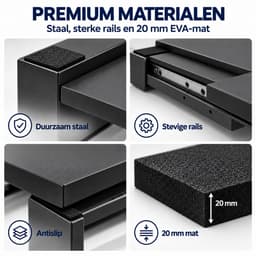 ProductXpert Stacko™ - Stapelkit & Anti Trillingsmat voor Wasmachine en Droger - Tussenstuk - Uitschuifbare Plank met Handdoekhouder - Zwart- AntiSlip - Geluidsdempende Antislip Mat - 620 x 620 x 20 mm — thumbnail 2
