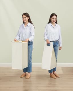 SONGMICS - wasmand 2 compartimenten - totaal 100 liter - wassorteerder - wasmand meubel - bamboe - met plank - 63 x 33 x 78 cm - crèmewit / houtkleurig — thumbnail 4