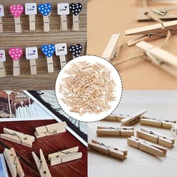 EXCITAT Wasknijpers - Kleine houten wasknijpers - Decoratieve mini wasknijpers - voor foto's, fotowanden, ansichtkaarten en brieven - 2,5 cm - 100 stuks — thumbnail 3