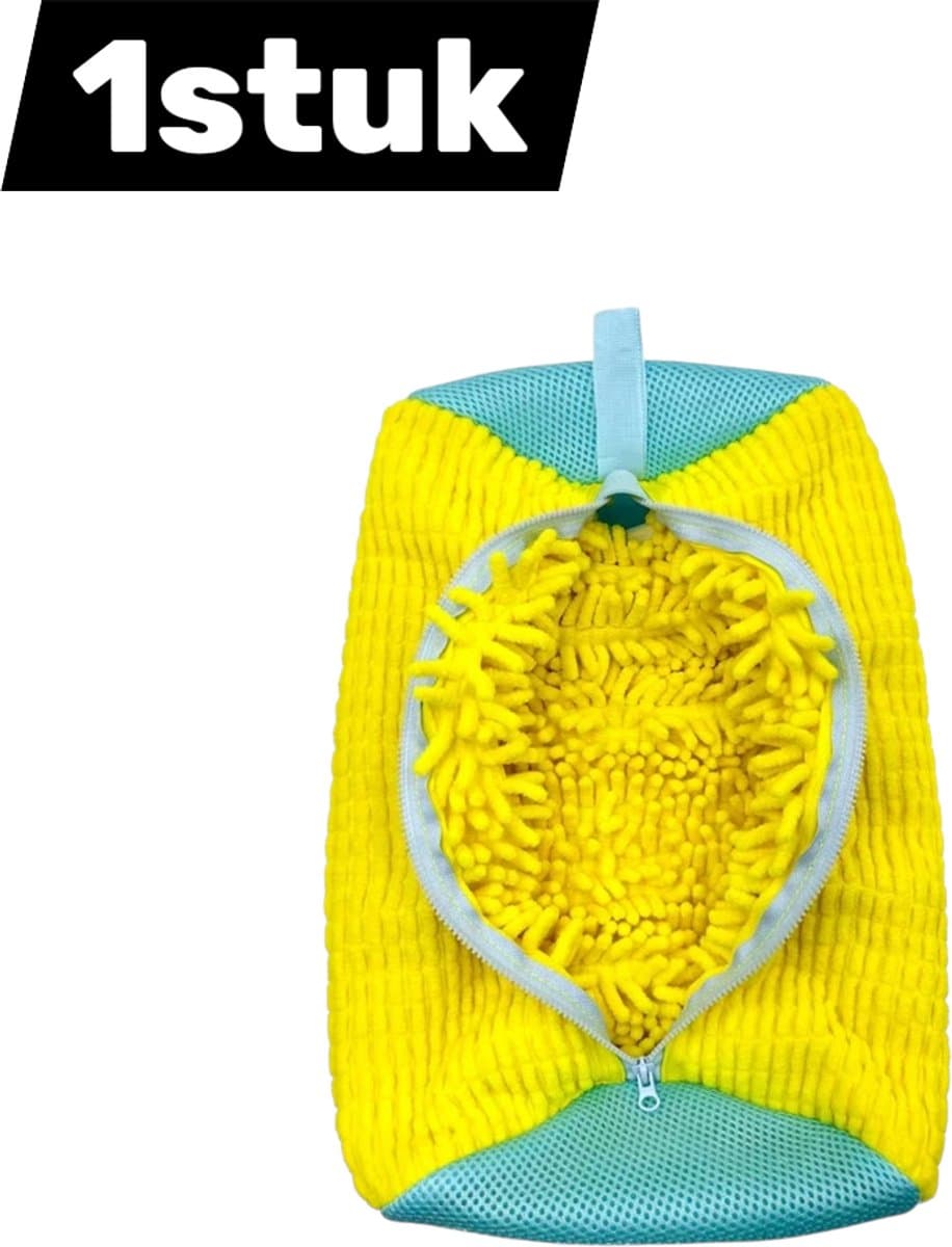 1 stuk - Herbruikbare schoenpoetszak - Chenille mesh schoonmaakzak (geel) — afbeelding 1