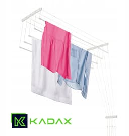 KADAX Plafondwasdroger, wasdroger voor het plafond met 5 stangen, wanddroger met stalen spijlen, plafonddroger, draagvermogen tot 10 kg (wit/100 cm) — thumbnail 3