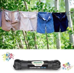 25M Extra Sterke Waslijn - 3,5 mm Dikte voor Binnen en Buiten met 20 Kleding Pinnen — thumbnail 5