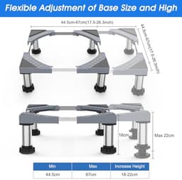 Verstelbare Wasmachinebasis voor Apparaten - Maximaal 350 kg Draagvermogen, Verstelbare Breedte 44,5-67 cm — thumbnail 3