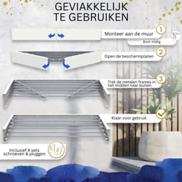 White-Label® Wanddroogrek - Droogrek Inklapbaar - Wasrek - Droogtoren - Droogrekken - Wit — thumbnail 5