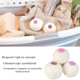 Goodivery® - Droogballen - Aroma Diffuser - Wol Drogerballen - 6 Stuks Wasverzachter Vermindert kreuken en is Herbruikbaar Droogballen van Schapenwol - 6x6x6cm - Wit — thumbnail 3