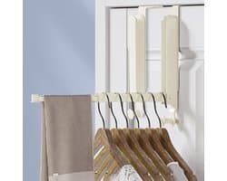 2-delige deurkapstok, roestvrijstalen deurhaken, opvouwbare hanger, opvouwbare kapstok, deurkapstok voor het ophangen van kleding, sjaals, tassen en kerstkransen (crèmewit)