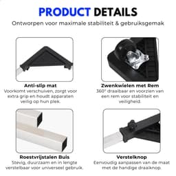Boncy® Premium Wasmachine Verhoger - Opbouwmeubel Wasmachineverhoger met Wielen - Sokkel of Meubelroller - Witgoed verhoger ook geschikt voor Koelkast, Droger, Vaatwasser, Vriezer — thumbnail 3