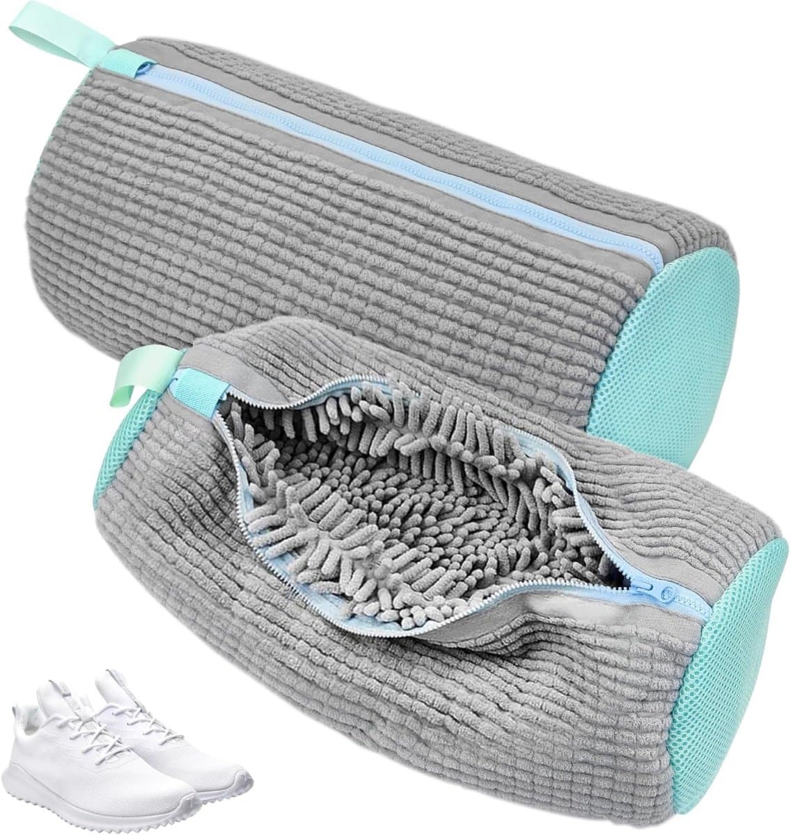 EXCITAT Waszak - Schoenenwaszak - Wasmachine Schoenenwaszak - Met Reinigingsvlies - Geschikt voor het Reinigen van Alle Schoenen - Grijs — afbeelding 1