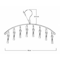 Roestvrijstalen Wasrek met 16 Klemmen – Set van 2 Opvouwbare Draaibare Sokkenhangers, Winddicht & Ruimtebesparend – Geschikt voor Binnen en Buiten — thumbnail 4