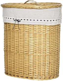 Pugsdrly Wassenmand van riet met deksel Wassenmand met handvat, uitneembare waszak, wasmanden Wassenbox voor badkamer, wasruimte, slaapkamer, naturel — thumbnail 5