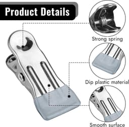 Metalen wasknijpers, 30 stuks, multifunctionele, antislip metalen wasknijpers, roestvrijstalen wasknijpers, metalen wasknijpers voor kleding, sokken, voedselverpakkingen, foto's (grijs) — thumbnail 3