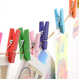 40 Mini Kleurrijke Houten Foto Clips met Jute Twine - Creatieve Ambachtelijke Klemmen — thumbnail 2