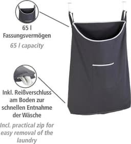 Wenko Overdeur-wasmand Canguro 65 L Katoen Grijs — thumbnail 1