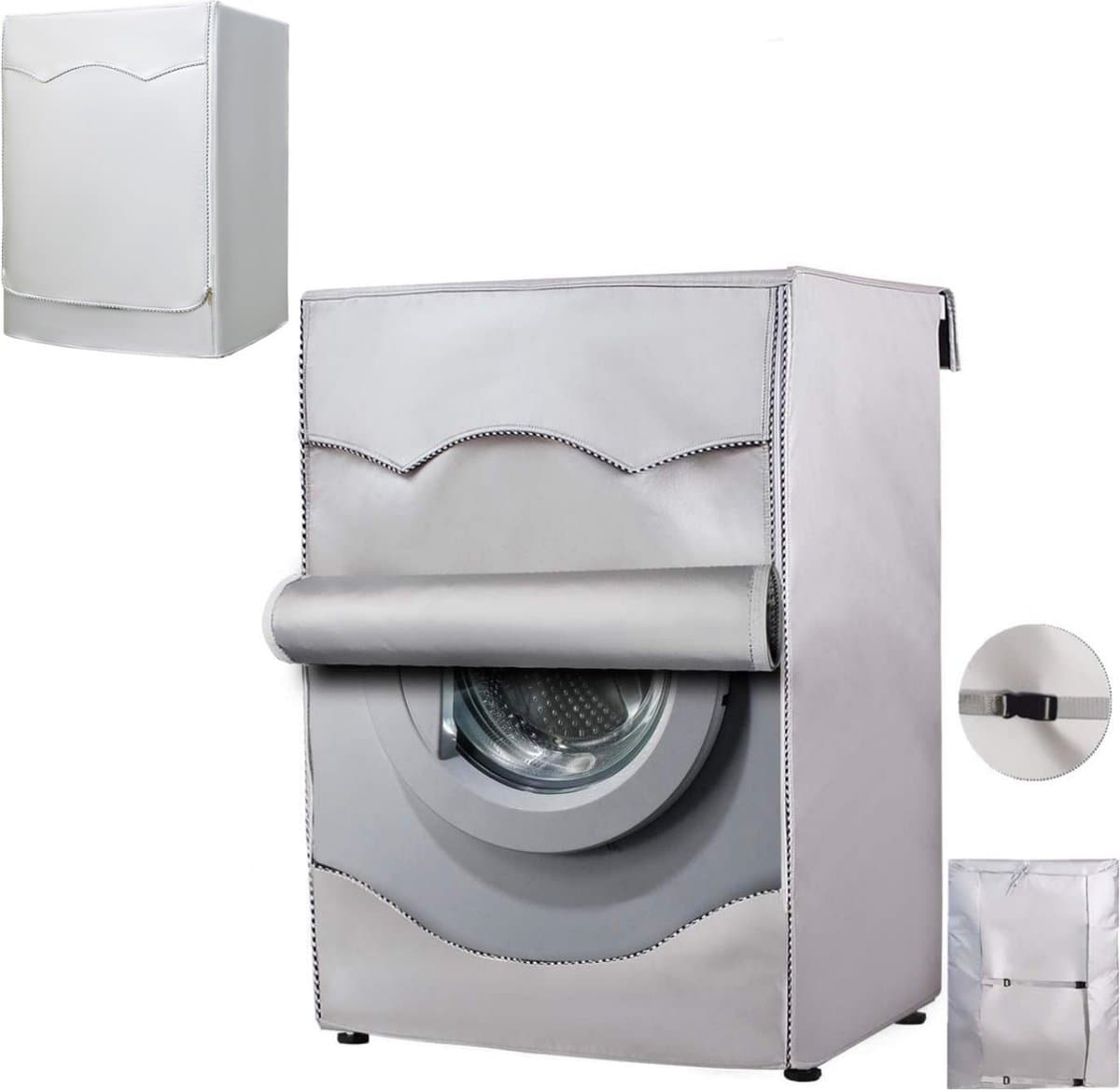 1 Stuk - Wasmachine Hoes - Wasmachine Beschermer - Waterdicht, Zonwerend en Stofdicht - Past op de meeste machines met voorlader - 60 x 60 x 85 CM - Zilver — afbeelding 1