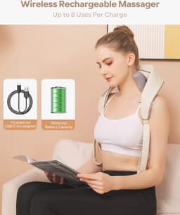 Nekmassageapparaat met warmte - 2-in-1 rug- en nekverlichting - Diep weefsel 5D shiatsu massage — thumbnail 4
