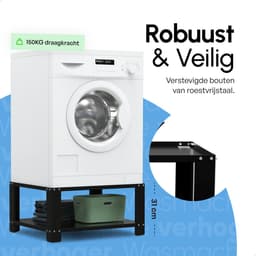 Bodo® - Wasmachine Verhoger - Kast - Ombouw met Plank - Zwart - 63x54x31cm — thumbnail 5