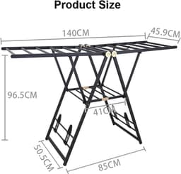 Opvouwbaar Droogrek Voor Kleding - Inklapbaar Aluminium Droogrek Met Grote Capaciteit — thumbnail 2