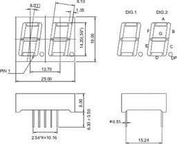 7 Segment 2 digits LED display Rood CC 0.56 inch — thumbnail 2