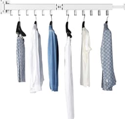 Intrekbaar wandmontage droogrek voor kleding met haken - wit - voor balkon en terras — thumbnail 5