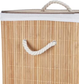 Storage Solutions Wasmand - bamboe hout - met deksel - naturel - 40 x 30 x 60 cm - 70 liter - opvouwbaar — thumbnail 2
