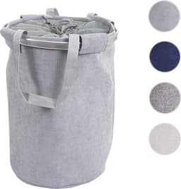 Wasmand MCW-C34, Wasmand Waszak Wasmand met trekkoord, handvat 55x39cm 65l ~ koord grijs — thumbnail 3