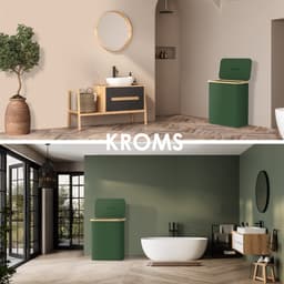 KROMS Wasmand 3 vakken - Olijfgroen - 160L - Extra groot model - Inclusief NL & EN Labels – Wassorteerder bamboe - Laundry basket - Wasmand met deksel - Opvouwbaar - 160L — thumbnail 5