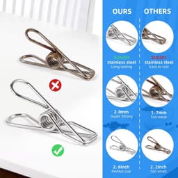 20x Extra Sterke RVS Wasknijpers- Weerbestendig roestvrij staal - Geschikt voor dikke dekens - Buitengebruik - Zilver — thumbnail 2