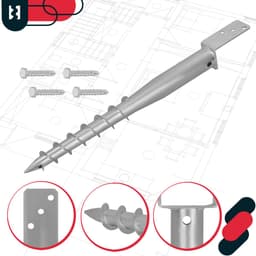 KOTARBAU® Paalhouder met Punt - Paalhouder om in de Grond te Slaan 735 mm 2 stuks - Paalhouder voor Schutting - 63x60 mm - Verzinkt Staal - Zilver — thumbnail 2