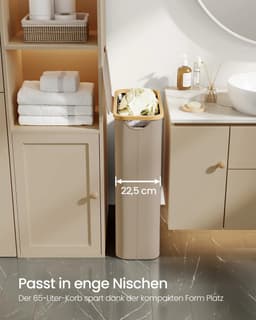 ACEP Wasmand met deksel - Wasmand met deksel - Wasmanden - 22.5CM Breed - 65 Liter - Inclussief Wasbare waszak - Beige - 42x22,5x70,5 cm (L x B x H) — thumbnail 5