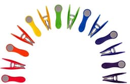 Kleurrijke wasknijpers met roestvrijstalen veren en canvas opbergtas — thumbnail 2