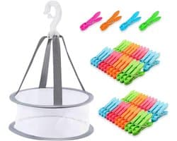 48x Multikleur Wasknijpers Set met Mand - Antislip & Windbestendig