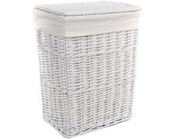 Wasmand Wilgentenen Wit met Deksel en Waszak