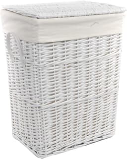Wasmand Wilgentenen Wit met Deksel en Waszak — thumbnail 1