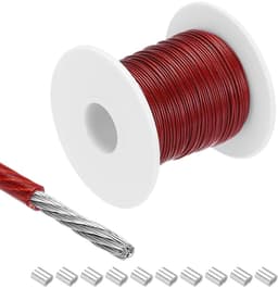 Metalen kabel van roestvrij staal 2 mm met vinyl coating - Hangkabel voor droogrek - Rood — thumbnail 1