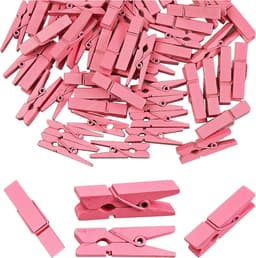 100x Mini Houten Knijpers Roze voor Foto's, Knutselen en Decoratie - 3,5 cm — thumbnail 1