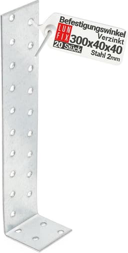 20 Stuks Platte Stalen Betonankers - Voor Verankering van Hout in Beton | Bevestigingshoek 300 mm x 40 mm — thumbnail 1
