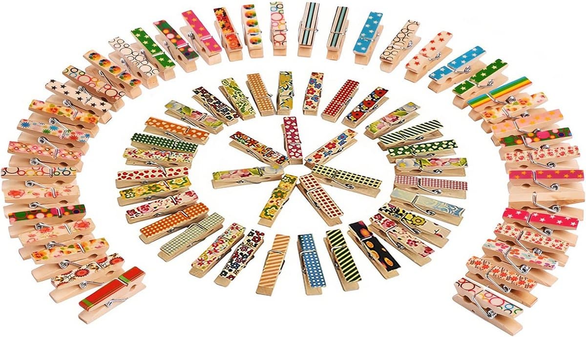 100x Kleine Houten Knijpers 3.5cm - Natuurlijk Hout voor Foto's, Kaarten en Knutselen — afbeelding 1