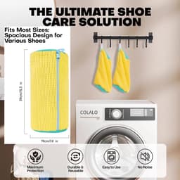 2 stuks - Schoenwaszak - Waszak - Met ritssluiting - 360° rondom reiniging – Geschikt voor sportschoenen, kleding - Machinewasbare waszak voor schoenen - 39*19 cm - Geel — thumbnail 3