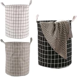 Katoenen Wasmand - Opvouwbaar - Handvat - 40 liter - Multifunctioneel - Slaapkamer Badkamer - 35 x 43,5 cm - Ronde - Set van 3 — thumbnail 2