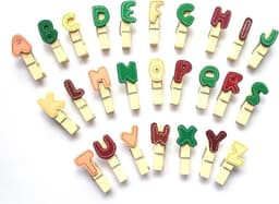 Houten Mini Wasknijpers met Letters en Jute Koord voor Knutselen en Decoratie — thumbnail 1