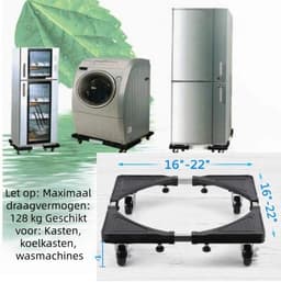 1 stuk - Wasmachine onderstel - Verplaatsbare trommel wasmachine onderstel - In hoogte verstelbare beugel voetkussen opbergrek - Telescopische maat 40-60 cm - Zwart — thumbnail 2