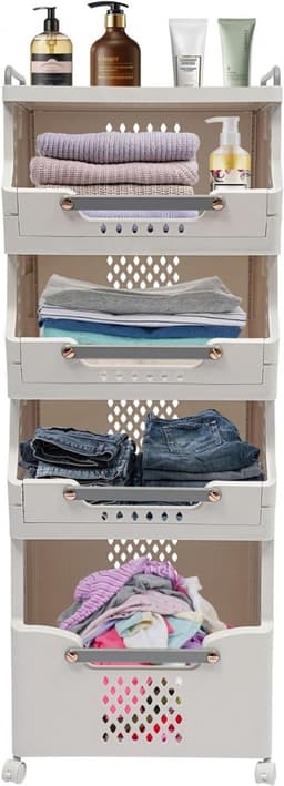RWB® Wasmand 4 Vakken - Wasmand Vier Vakken - Wasmand - Wit - 111 x 42 x 111 cm — thumbnail 5