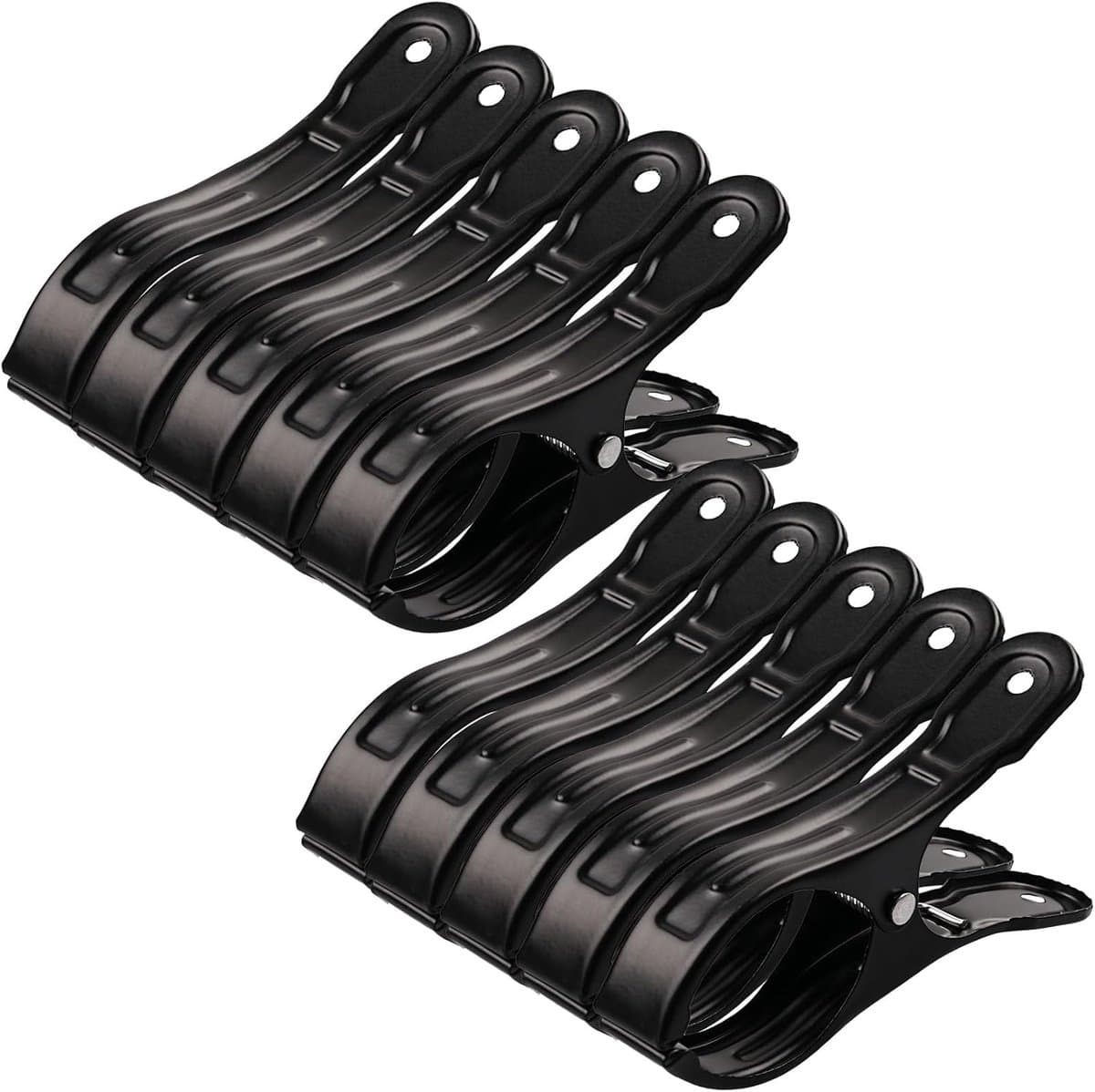 Set van 10 Sterke Zwarte Kledingclips voor Ophangen en Droogrekken — afbeelding 1