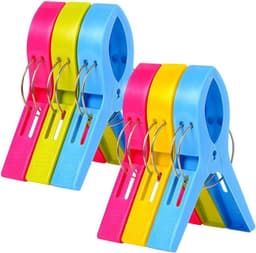 Wasknijpers voor Strandhanddoeken en Zwembadstoelen - Set van 6 - Plastic Handdoekklemmen - Anti-wegwaaien Clips — thumbnail 1