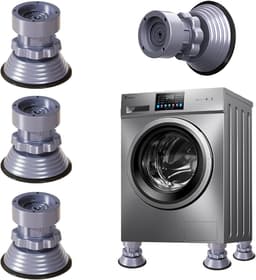 Trildemper voor wasmachines en drogers, 4 stuks, onderstelonderlegger, 8,5 - 12 cm, verstelbare trillingsdemperpads, wasmachine antislip stop voor de wasmachine, grijs — thumbnail 1