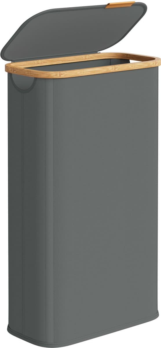 SONGMICS - Wasmand - Wasmand met Deksel - Opvouwbaar - Bamboe Frame - Voor Wasruimte Slaapkamer Woonkamer — afbeelding 1