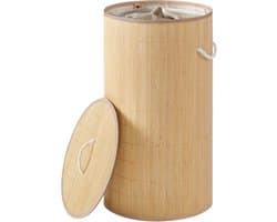 SONGMICS LCB078YZ01 - Wasmand met Deksel - Bamboe - Opvouwbaar - Rond Design — afbeelding 1
