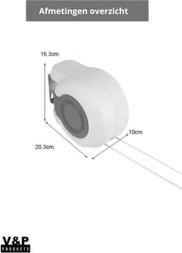 V&P Products® Waslijn uittrekbaar wit - Waslijndraad - 2x 15 meter - Wasdraad - Uittrekbare Waslijn - Roldrooglijn voor buiten en binnen - automatische waslijn - wand droogrek — thumbnail 5